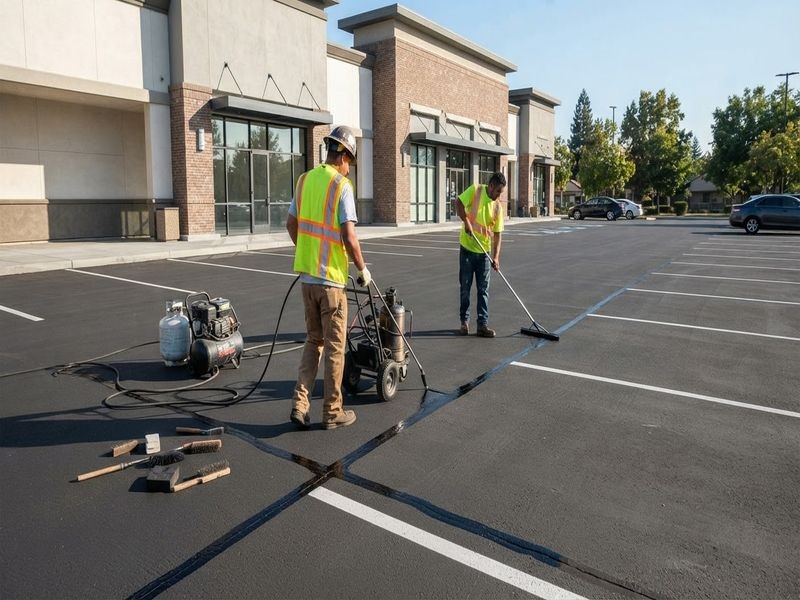 Crack Sealing Ahead Sealcoating Modesto Ca