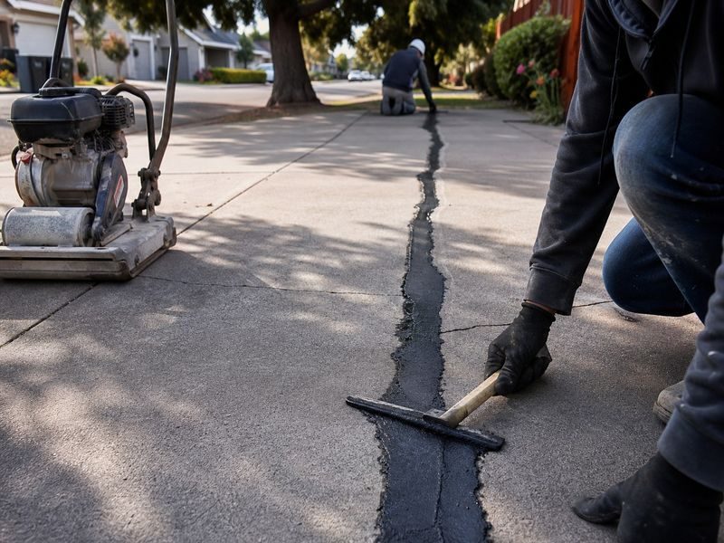 Crack Filling Ahead Sealcoating Modesto Ca
